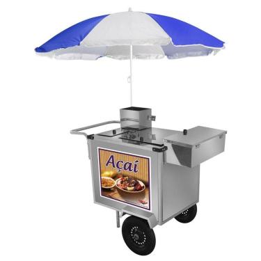 Imagem de Carrinho de Açaí Luxo com Rodas Pneumáticas e Guarda Sol - Cefaz