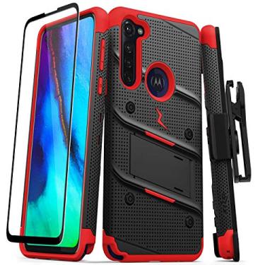 Imagem de ZIZO Bolt Series Capa para Moto G Stylus com protetor de tela e cordão para coldre, Black/Red