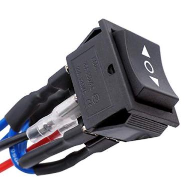 Imagem de TWTADE Interruptor de controle de trava, motor CC de 6 pinos 3 posições 10A 12V ON-Off-ON preto polaridade invertida interruptor automático para barco com fio KCD2-203-JT