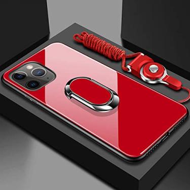 Imagem de para iphone 13 pro max case suporte de anel magnético suporte capa de telefone para iphone 12 11 pro xr xs max 7 8 plus tampa traseira de vidro temperado, vermelho, para iphone 6s