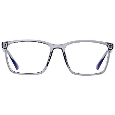 Imagem de ANDWOOD Óculos com bloqueio de luz azul para homens e mulheres, filtro de computador, armação grande, bloqueador de luz azul, antirraios azuis, leve AR002, Cinza | Lente anti-luz azul, Large