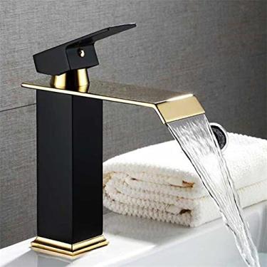 Imagem de Torneira da bacia ouro e branco torneira cascata de bronze torneira do banheiro torneira do banheiro torneira da bacia misturador torneira quente e frio pia torneira, 5, China