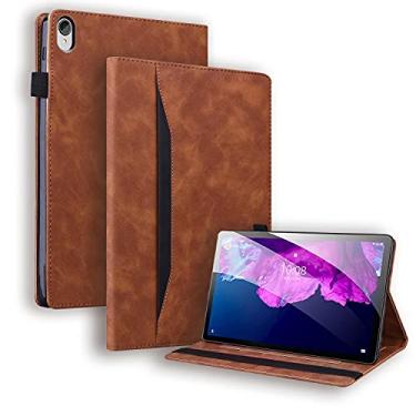 Imagem de YUNCHAO Caixa de telefone Para Lenovo Tab P11 TB-J606F Business Chefe de Coloque Horizontal à prova de choque com titular e slots de cartão e moldura fotográfica e caça a caneta capa para celular