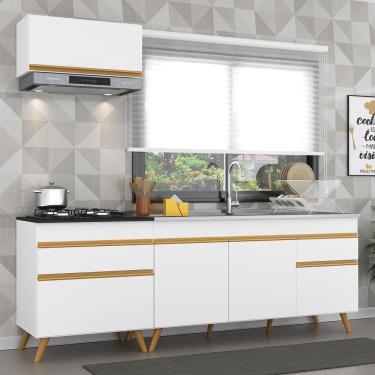 Imagem de Cozinha Compacta Veneza GW Multimóveis MP2074 com Armário e Balcão Branca