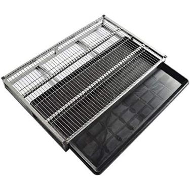 Imagem de KRASS Grande bandeja de vaso sanitário portátil para cães, bandeja de treinamento de banheiro de cachorro de estimação de aço inoxidável compacta para uso interno, bandeja de resíduos removível para limpeza mais fácil, PP-prata, Colecionador 88