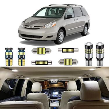 Imagem de Autogine Kit de 17 peças de luzes LED interiores brancas para Toyota Sienna 2004 2005 2006 2007 2008 2009 2010 Super Bright 6000K Pacote de lâmpadas LED + ferramenta de instalação