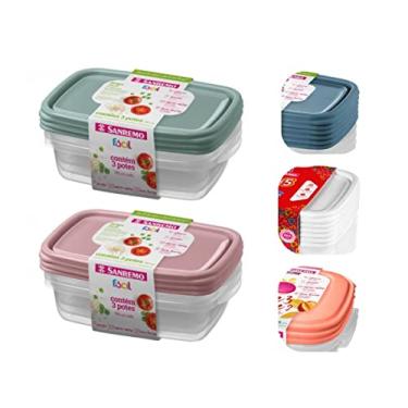 Imagem de Conjunto com 6 Potes Plásticos Herméticos, Tampa Fácil, 785ml - Sanremo Cor:Sortido