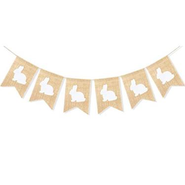 Imagem de Banner de coelho Uniwish com placa de coelho, decorações de Páscoa, adereços para fotos para ambientes internos e externos, lembrancinhas de festa de aniversário para chá de bebê