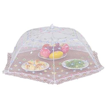Imagem de Yajun Capas de comida de malha barraca piquenique mesa de cozinha mosquiteiro ferramentas de cozinha reutilizável dobrável tela de rede fina guarda-chuva para armazenamento de pratos, branco, 65 cm