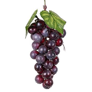 Imagem de Uvas falsas, frutas artificiais, uvas artificiais simulação de uvas para casa casa cozinha mesa cesta fotografia decoração de festa adereço outono ação de graças decoração de casa