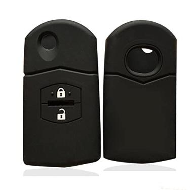 Imagem de YJADHU Controle remoto de silicone com 2 botões masculino e feminino porta-chaves de carro, apto para Mazda 2 3 5 6 CX7 CX9 RX8 MX5 MPV Demio, apenas preto