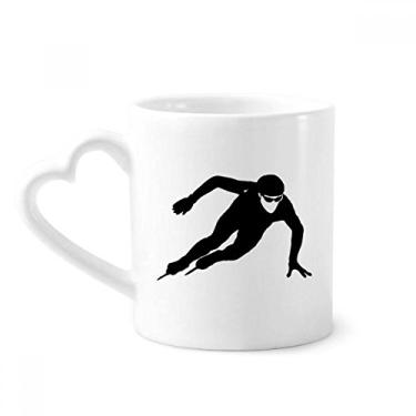 Imagem de Caneca de contorno de esporte de inverno preta patinação copo de coração de vidro de cerâmica
