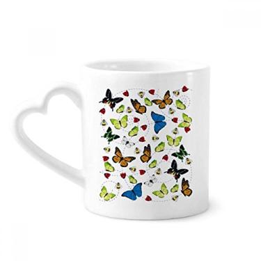 Imagem de Diferentes tamanhos de caneca borboleta voadora café cerâmica copo de coração de vidro