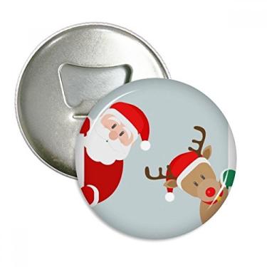 Imagem de Alce e abridor de garrafas de Natal, Papai Noel, ímã de geladeira, emblema multifuncional