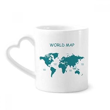 Imagem de Caneca de contorno de distribuição continente mapa mundial caneca café cerâmica copo de coração de vidro