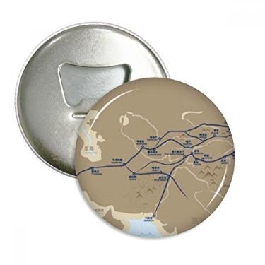 Imagem de Imã de geladeira com mapa da estrada da velha era jornada para a seda, emblema multifuncional