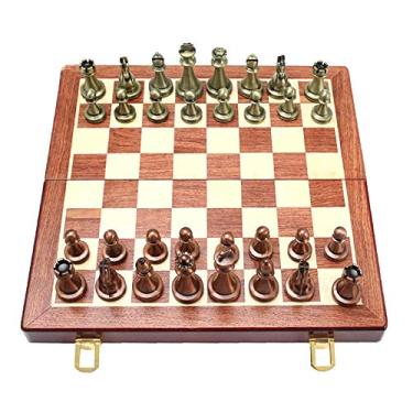 Jogo de xadrez magnético luxo profissional metal portátil