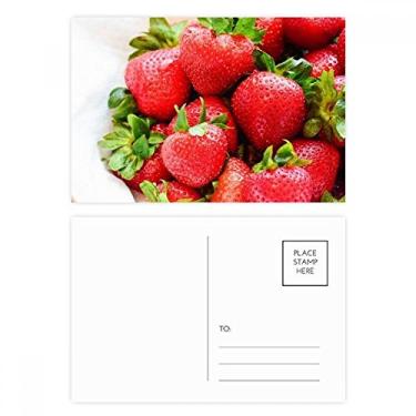 Imagem de Conjunto de cartão postal de foto de frutas vermelhas morango frescas cartão de agradecimento de aniversário