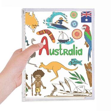 Imagem de Caderno com bandeira nacional de animais, paisagem da Austrália, folhas soltas e espiral recarregável