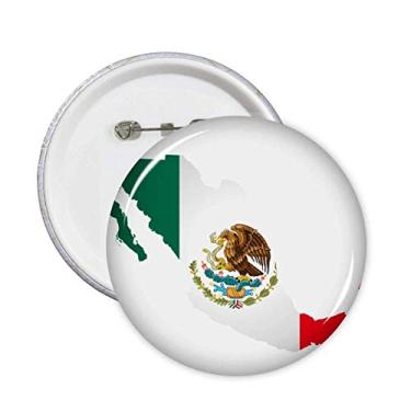 Imagem de Emblema de mapa do México vermelho verde águia comendo cobra alfinetes botão emblema decoração acessório 5 peças