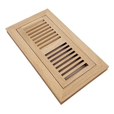 Imagem de Capa para ventilação Homewell para registro de piso de madeira, montagem embutida com moldura, 10,16 x 25,4 cm, inacabada, 4" x 10" no damper, Red Oak