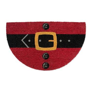 Imagem de DII Coleção de tapetes de porta de natal ao ar livre capacho de fibra natural e decoração de varanda frontal, 43 x 73 cm, Papai Noel Belly Gold