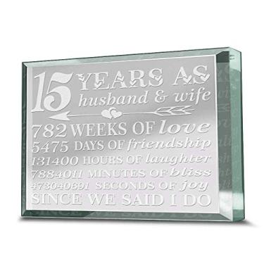 Imagem de Bella Busta – 15 anos de aniversário – 15 anos como marido e esposa – Lembrança de papel de vidro real gravada, clear, 3.5 x 4.5