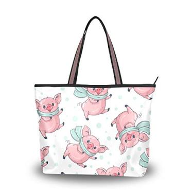 Imagem de Bolsa de ombro My Daily Women Cute Cartoon Pigs, Multi, Large