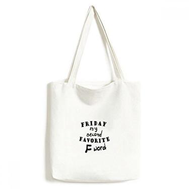 Imagem de English Word Design Friday My Second Favorite Bolsa de lona sacola de compras casual bolsa de mão