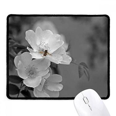 Imagem de Mousepad preto e branco belas flores borda costurada tapete de borracha para jogos
