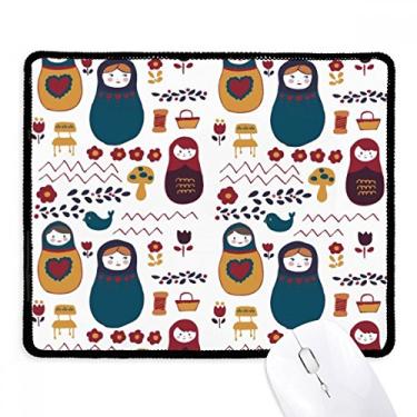 Imagem de Russia Dolls Pôster de flor Matrioska russa antiderrapante Mousepad jogo escritório preto bordas costuradas presente