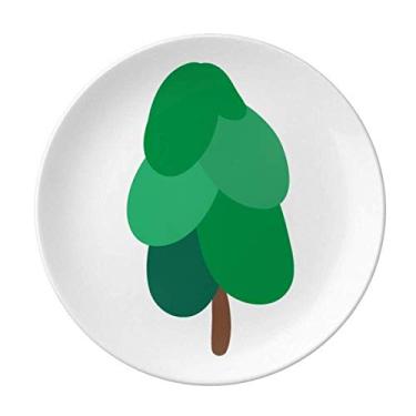 Imagem de Prato de porcelana decorativa com desenho de árvore verde em gradiente de porcelana Salver louças de jantar