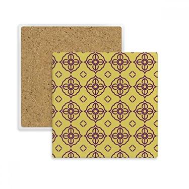 Imagem de Porta-copos com ilustração decorativa roxa dourada da Tailândia, porta-copos quadrados, suporte de subplaca, pedra isolante