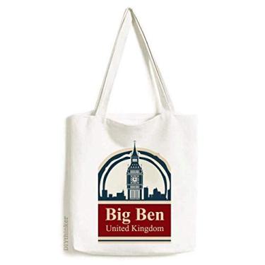 Imagem de United Kingdom Country City Big Ben London UK sacola de lona sacola de compras bolsa casual bolsa de mão