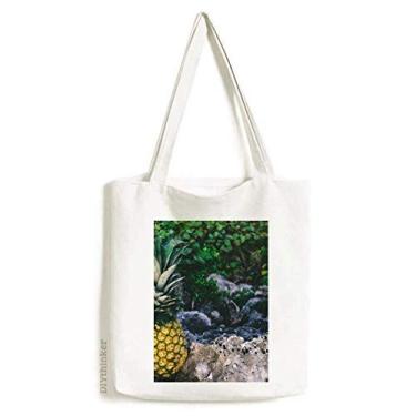 Imagem de PineFruit Leaf Plant Picture Nature Tote Canvas Bag Bolsa de compras casual