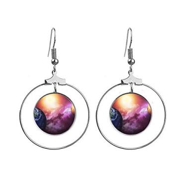 Imagem de Brincos Planeta Terra, Vermelho, Azul, Coloridos, Argola Pendente Joias Círculo Drop