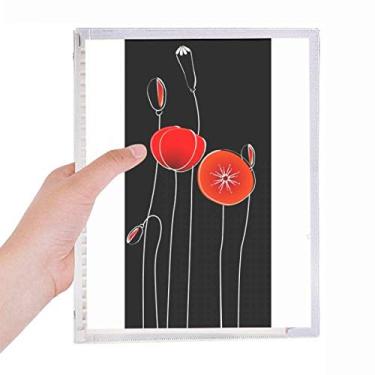 Imagem de Caderno de folhas soltas com flores circulares vermelhas abstratas para diário de papelaria recarregável