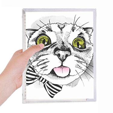 Imagem de Caderno Tougue Bow White Cat Protect Animal Pet Lover, diário de folhas soltas recarregável