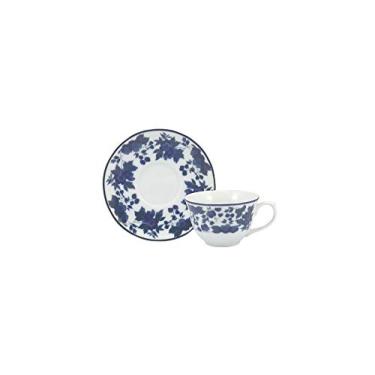 Imagem de Estojo com 6 xícaras de café com pires. Modelo redondo izabel. Decoração folhagem. Porcelana real by porcelana schmidt.