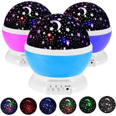 Imagem de Luminaria Estrela Luminária Infantil Abajur Projetor Lua E Estrelas Giratória (Cores Variadas) - R78
