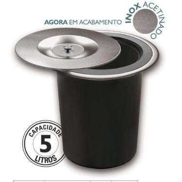 Imagem de Lixeira De Embutir Em Inox Acetinado Com Balde Plastico De 5L