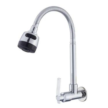 Imagem de Torneira Pia Cozinha Parede Gourmet Flexível 2 Jatos Inox