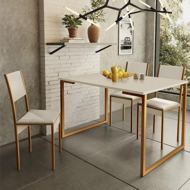 Imagem de Mesa de Jantar e Cadeiras Steel Estilo Industrial Pés em Aço