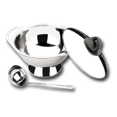 Imagem de Sopeira Aço Inox Grande 1,7l Para Feijoada Caldo Sopa 3 Peça