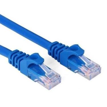 Imagem de Cabo De Rede Ethernet Lan Rj45 Cat 6 Utp Azul - 3 Metros - Exbom