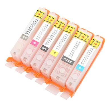 Imagem de Jogo do Cartucho de Tinta da Impressora, Cartucho de Tinta de 6 Pces, Cartucho de Tinta Robusto Fluente do Reenchimento da Microplaqueta Permanente de 6 Cores para, Cartuchos