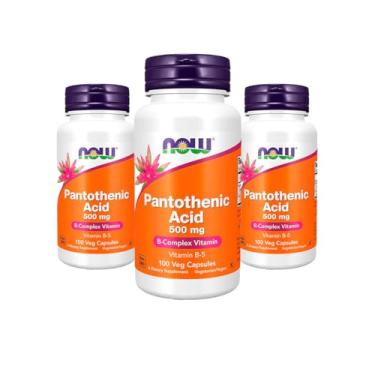 Imagem de Now Foods Ácido Pantotênico 500mg Complexo B 100Cap 3 unidades Produto Importado