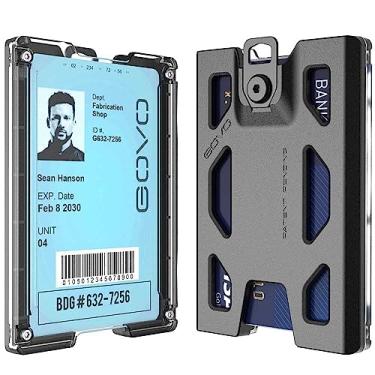 Imagem de GOVO Suporte de crachá T4 versão sem clipe - Suporte de cartão de identificação de policarbonato durável comporta 1 a 4 cartões (preto)