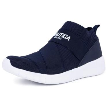 Imagem de Nautica Women Vivien Fashion Slip-On Sneaker Comfort Running Shoes with High Sock and Thick Heel-Navy-8.5