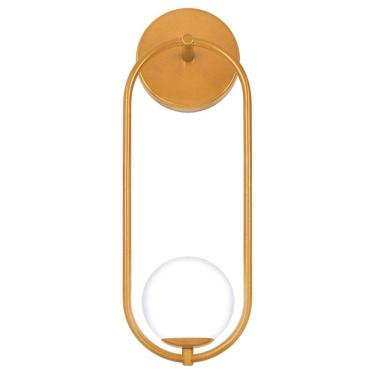Imagem de Arandela Parede Aro Oval Globo Vidro Quarto Sala Dourado